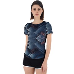 Background Pattern Geometric Glass Mirrors Back Cut Out Sport Tee