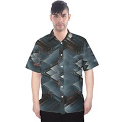 Background Pattern Geometric Glass Mirrors Men s Hawaii Shirt