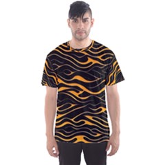 Waves Pattern Golden 3d Abstract Halftone Men s Sport Mesh Tee