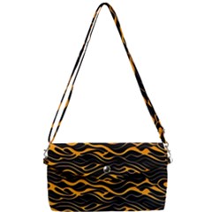 Waves Pattern Golden 3d Abstract Halftone Removable Strap Clutch Bag