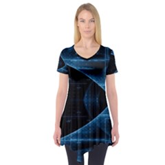 Technology Digital Business Polygon Geometric Short Sleeve Tunic 