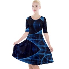 Technology Digital Business Polygon Geometric Quarter Sleeve A-line Dress