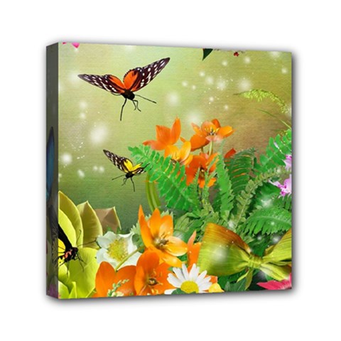 Floral Flowers Nature Plants Decorative Design Mini Canvas 6  X 6  (stretched)