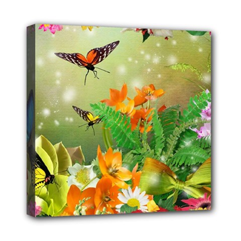 Floral Flowers Nature Plants Decorative Design Mini Canvas 8  X 8  (stretched)