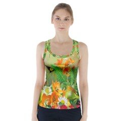 Floral Flowers Nature Plants Decorative Design Racer Back Sports Top