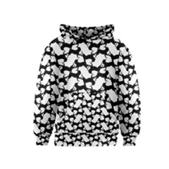 Playful Pups Black And White Pattern Kids  Pullover Hoodie by dflcprintsclothing