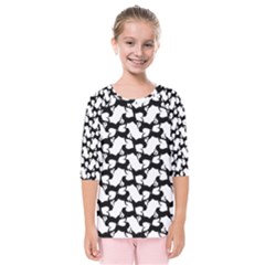 Playful Pups Black And White Pattern Kids  Quarter Sleeve Raglan Tee