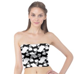 Playful Pups Black And White Pattern Tube Top by dflcprintsclothing