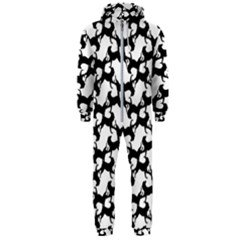 Playful Pups Black And White Pattern Hooded Jumpsuit (men) by dflcprintsclothing