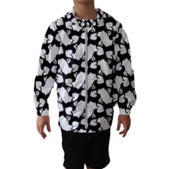 Playful Pups Black And White Pattern Kids  Hooded Windbreaker by dflcprintsclothing