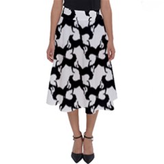 Playful Pups Black And White Pattern Perfect Length Midi Skirt by dflcprintsclothing