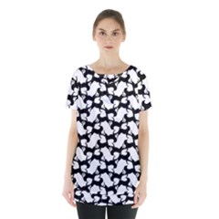 Playful Pups Black And White Pattern Skirt Hem Sports Top by dflcprintsclothing