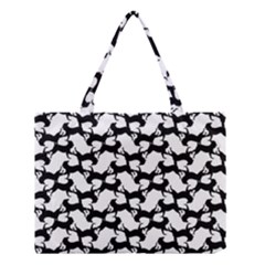 Playful Pups Black And White Pattern Medium Tote Bag by dflcprintsclothing