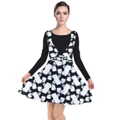 Playful Pups Black And White Pattern Plunge Pinafore Dress by dflcprintsclothing