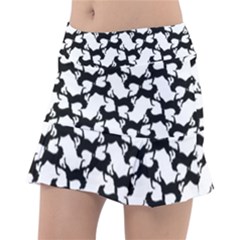 Playful Pups Black And White Pattern Classic Tennis Skirt by dflcprintsclothing