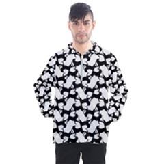 Playful Pups Black And White Pattern Men s Half Zip Pullover by dflcprintsclothing