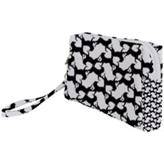 Playful Pups Black And White Pattern Wristlet Pouch Bag (small) by dflcprintsclothing