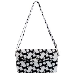 Playful Pups Black And White Pattern Removable Strap Clutch Bag by dflcprintsclothing