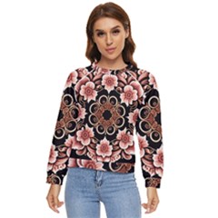 Floral Pattern Flowers Spiral Pattern Beautiful Women s Long Sleeve Raglan Tee