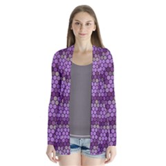 Pattern Seamless Design Decorative Hexagon Shapes Drape Collar Cardigan by Ravend