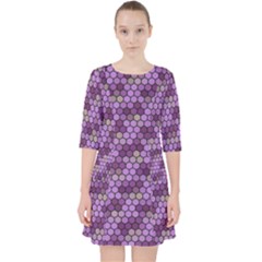 Pattern Seamless Design Decorative Hexagon Shapes Quarter Sleeve Pocket Dress