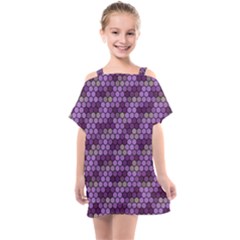 Pattern Seamless Design Decorative Hexagon Shapes Kids  One Piece Chiffon Dress by Ravend
