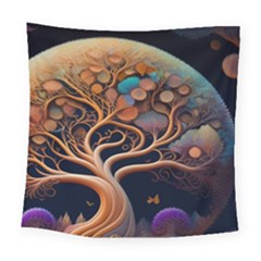 Trees Dream Art Intricate Patterns Digital Nature Square Tapestry (large)