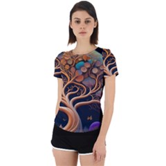 Trees Dream Art Intricate Patterns Digital Nature Back Cut Out Sport Tee