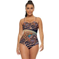 Trees Dream Art Intricate Patterns Digital Nature Retro Full Coverage Swimsuit by Ravend