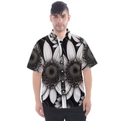 Sketch Flowers Art Background Photorealistic Men s Short Sleeve Shirt