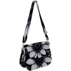 Sketch Flowers Art Background Photorealistic Saddle Handbag