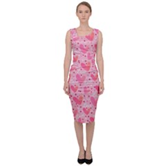 Valentine Romantic Love Watercolor Pink Pattern Texture Sleeveless Pencil Dress