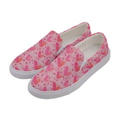 Valentine Romantic Love Watercolor Pink Pattern Texture Women s Canvas Slip Ons