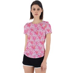 Valentine Romantic Love Watercolor Pink Pattern Texture Back Cut Out Sport Tee by Ravend