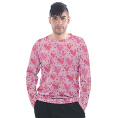 Valentine Romantic Love Watercolor Pink Pattern Texture Men s Long Sleeve Raglan Tee