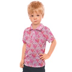 Valentine Romantic Love Watercolor Pink Pattern Texture Kids  Polo Tee