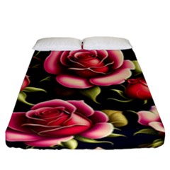 Roses Flowers Pattern Background Fitted Sheet (king Size)