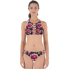 Roses Flowers Pattern Background Perfectly Cut Out Bikini Set