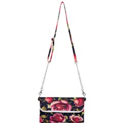 Roses Flowers Pattern Background Mini Crossbody Handbag by Ravend
