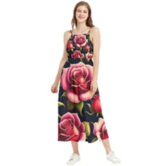 Roses Flowers Pattern Background Boho Sleeveless Summer Dress by Ravend