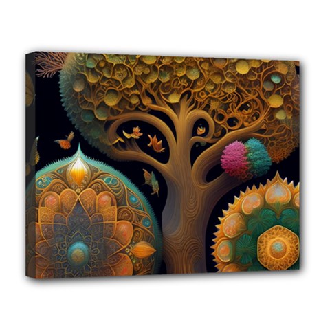 Trees Dream Generative Art Intricate Patterns Canvas 14  X 11  (stretched) by Ravend