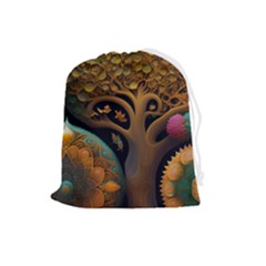 Trees Dream Generative Art Intricate Patterns Drawstring Pouch (large)