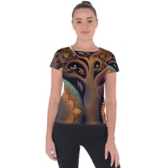 Trees Dream Generative Art Intricate Patterns Short Sleeve Sports Top 