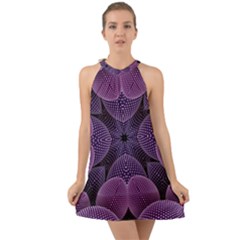 Geometric Shapes Geometric Pattern Flower Pattern Art Halter Tie Back Chiffon Dress