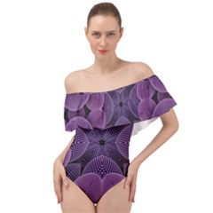 Geometric Shapes Geometric Pattern Flower Pattern Art Off Shoulder Velour Bodysuit 