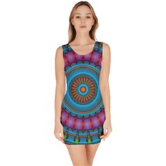 Mandela Kaleidoscope Squares Geometric Shapes Bodycon Dress