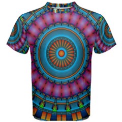 Mandela Kaleidoscope Squares Geometric Shapes Men s Cotton Tee