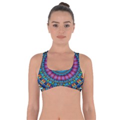 Mandela Kaleidoscope Squares Geometric Shapes Got No Strings Sports Bra by Ravend