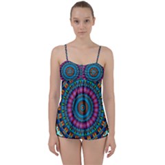 Mandela Kaleidoscope Squares Geometric Shapes Babydoll Tankini Set