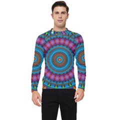 Mandela Kaleidoscope Squares Geometric Shapes Men s Long Sleeve Rash Guard